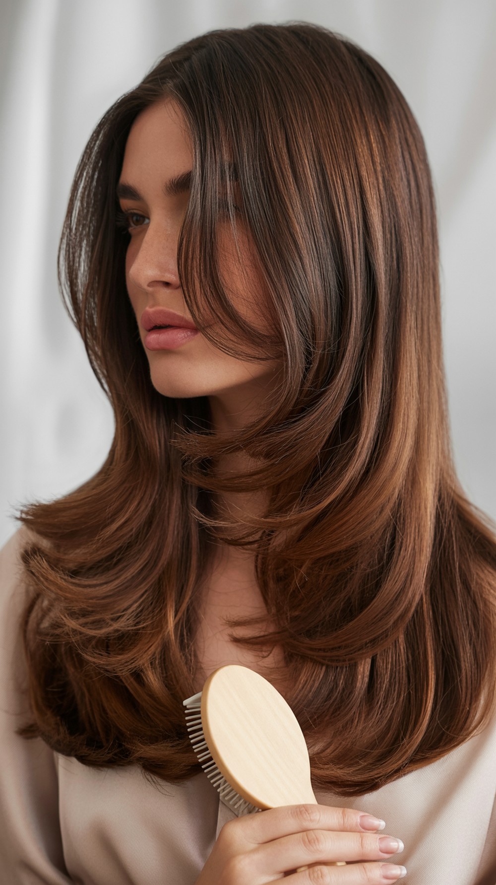 Long Butterfly Glossy Mocha Brunette Layers