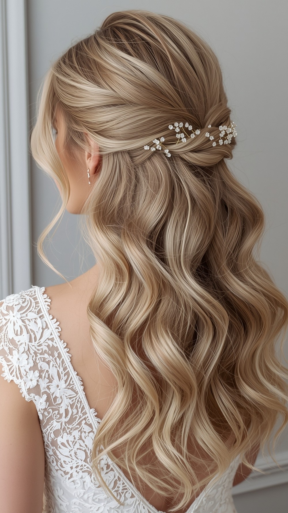 Low Veil Friendly Half Up Twist