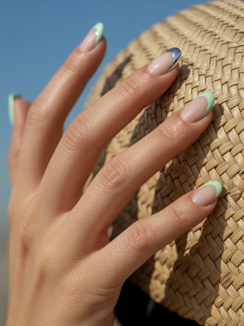 Mint Pearl Chrome Tips