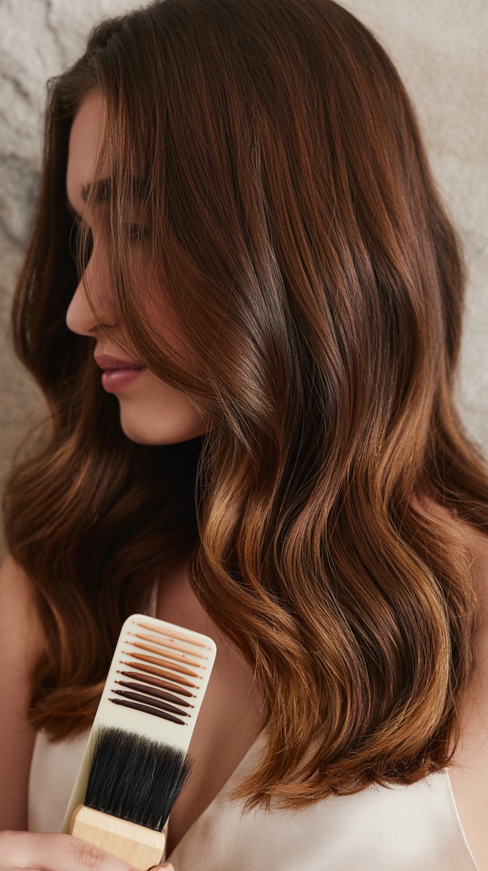 Money Piece Glossy Mocha Brunette Layers