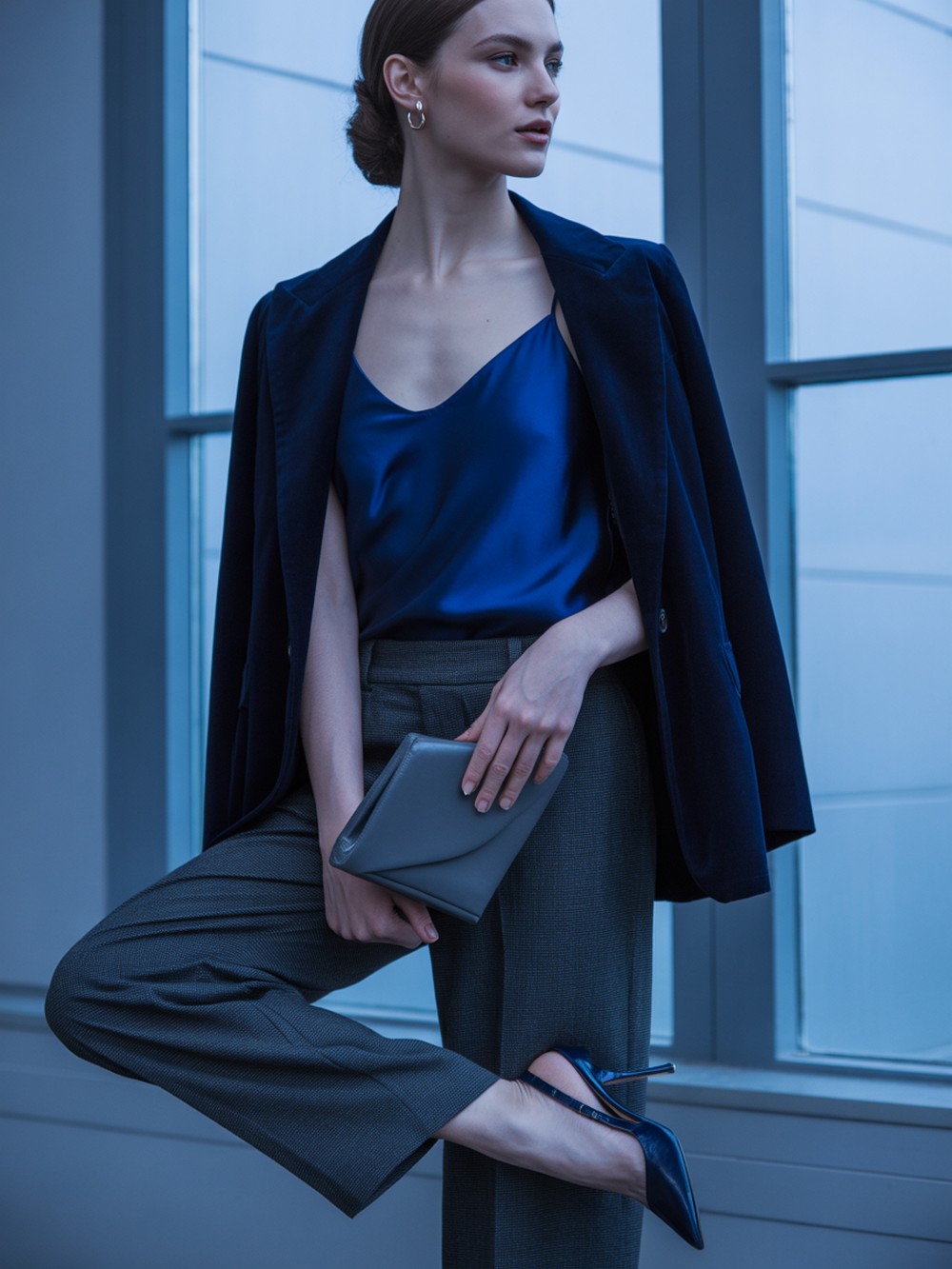 Monochrome Midnight Tones with Slingbacks