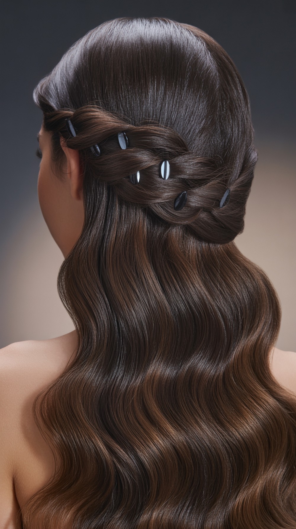 Polished Evening Half Up Twisted Waves Hairstyle