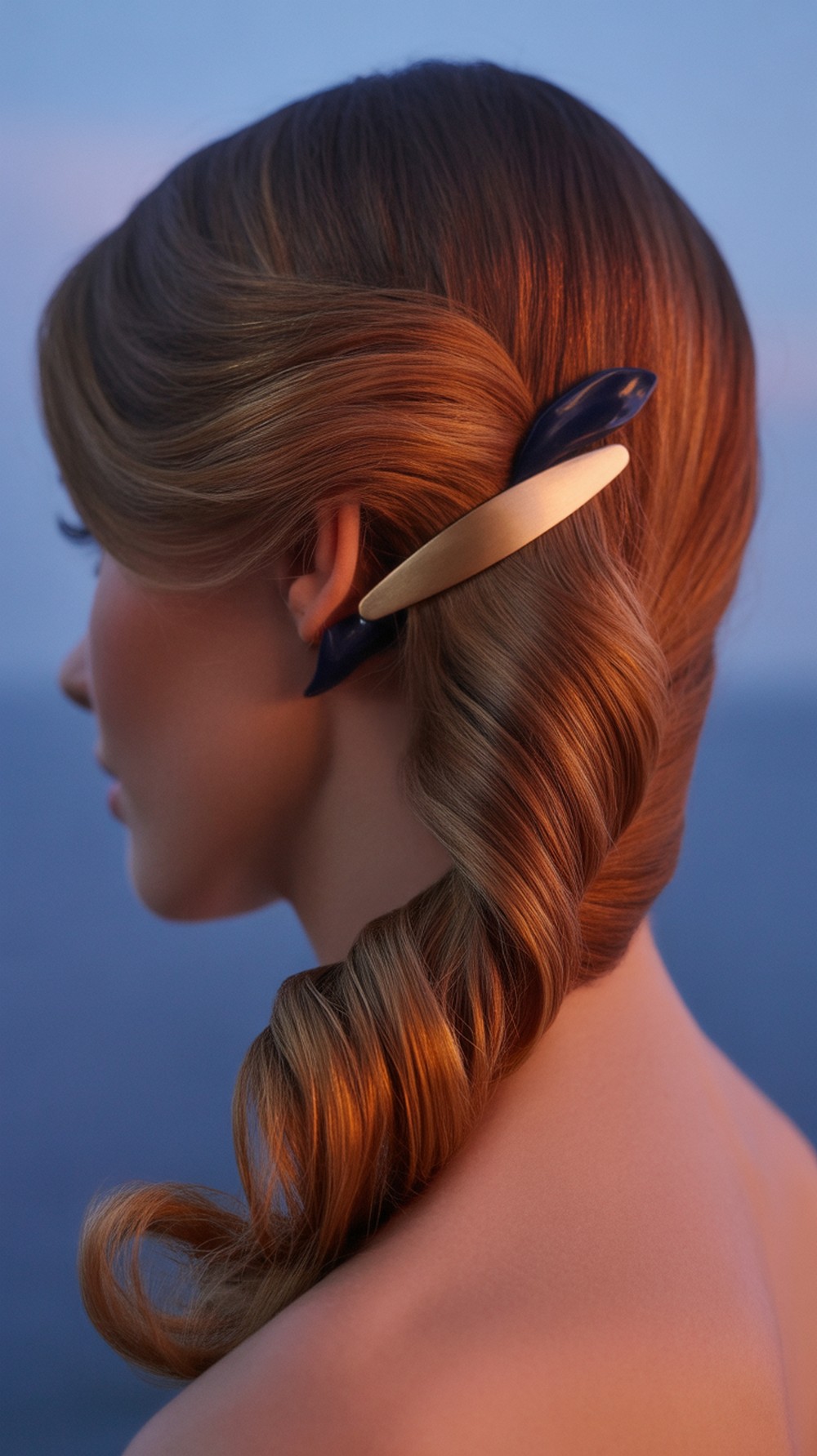 Romantic Side Swept Half Up Twisted Waves Hairstyle