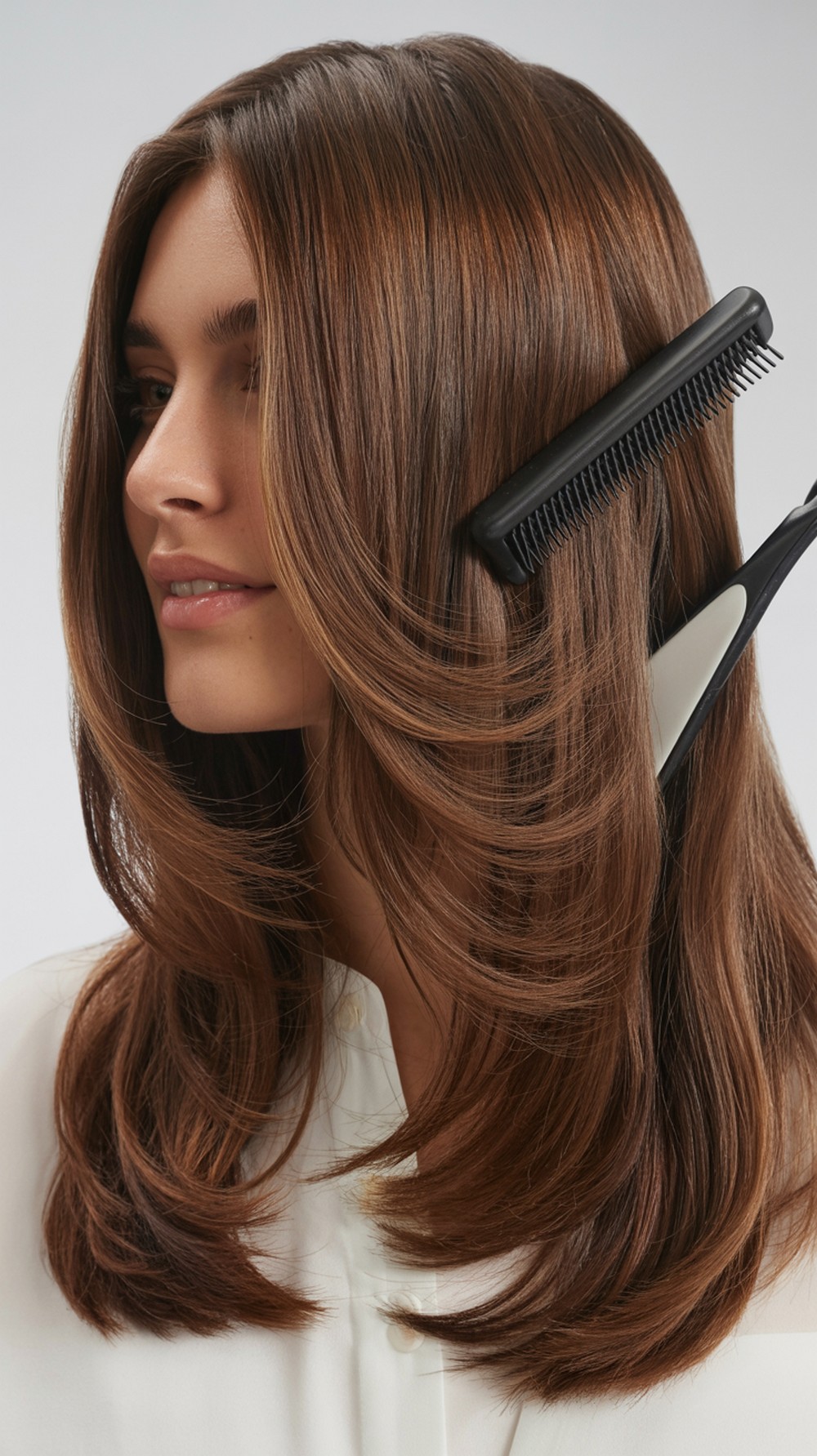 Shag Soft Glossy Mocha Brunette Layers