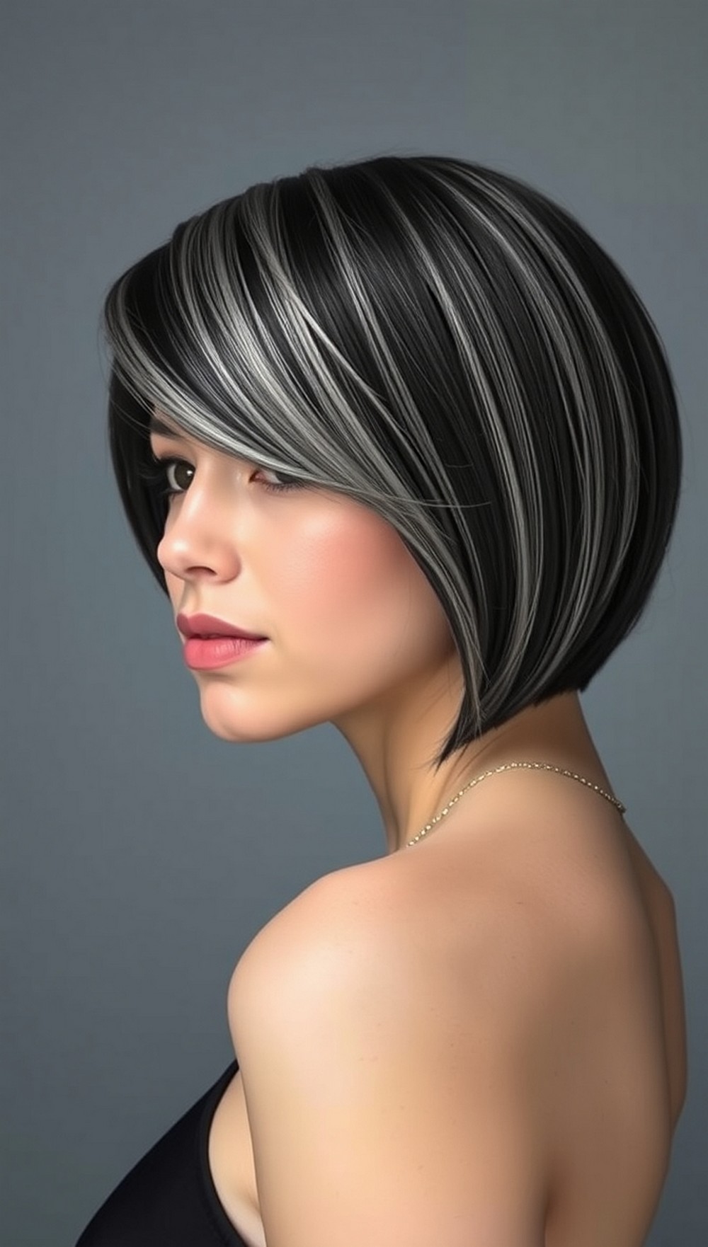 Short Bob Gloss Blowout with Subtle Face Arc