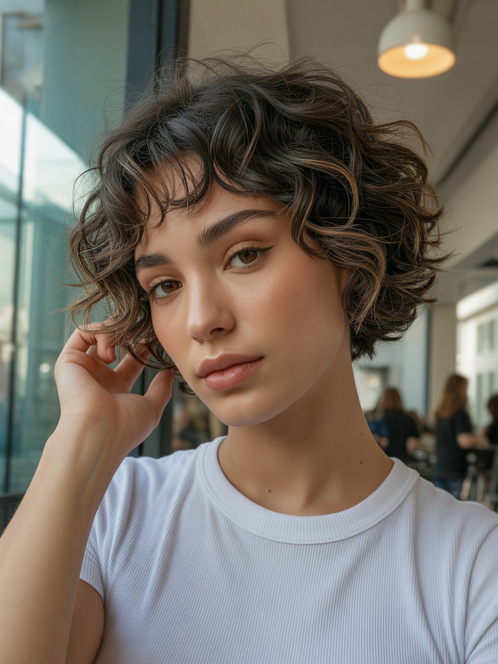 Short Curly Wolf Bob with Micro Fringe