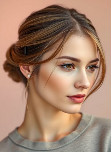 Soft Center Part Low Bun with Face Framing Wisps