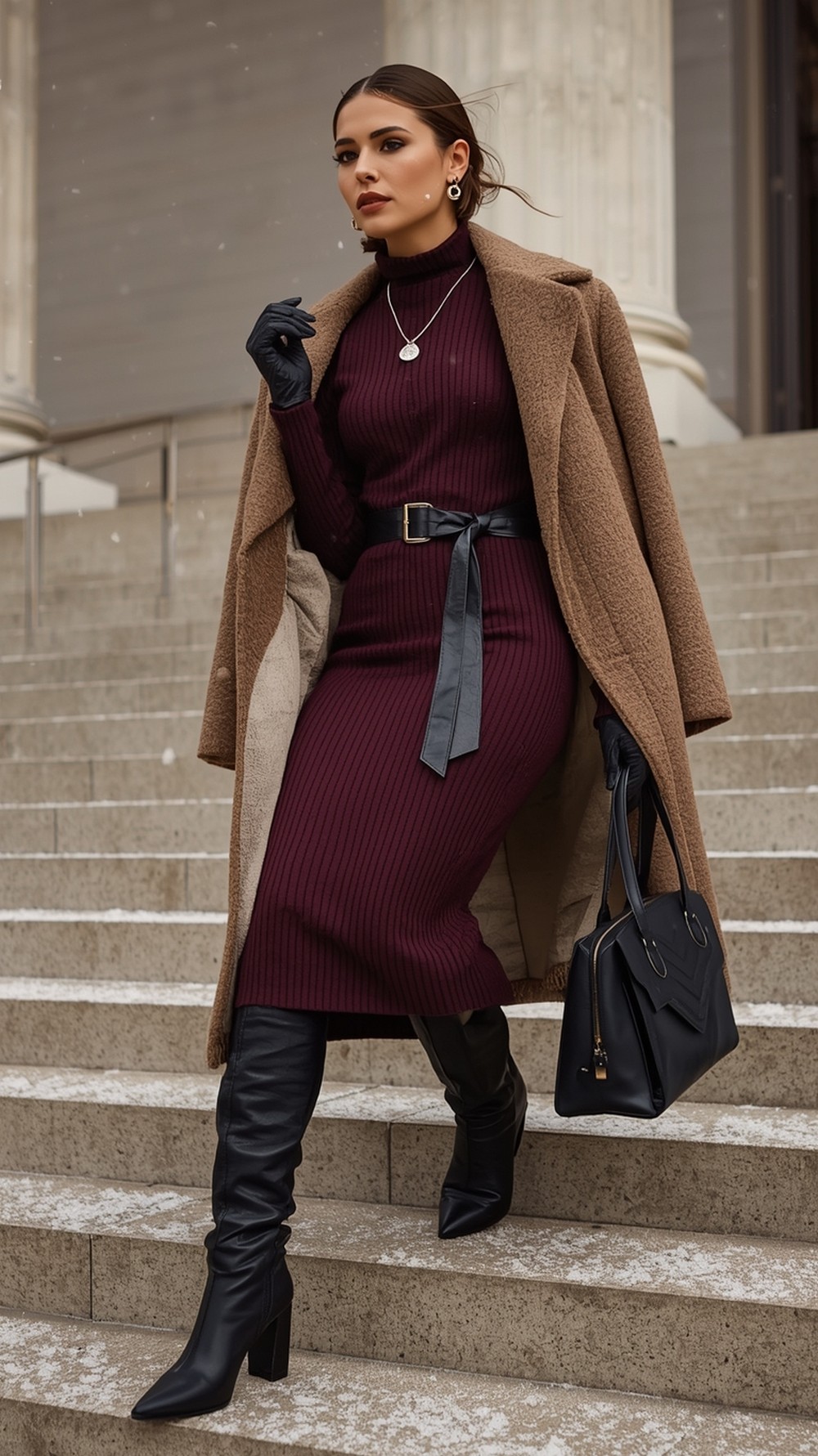 Sweater Dress & Knee Boots