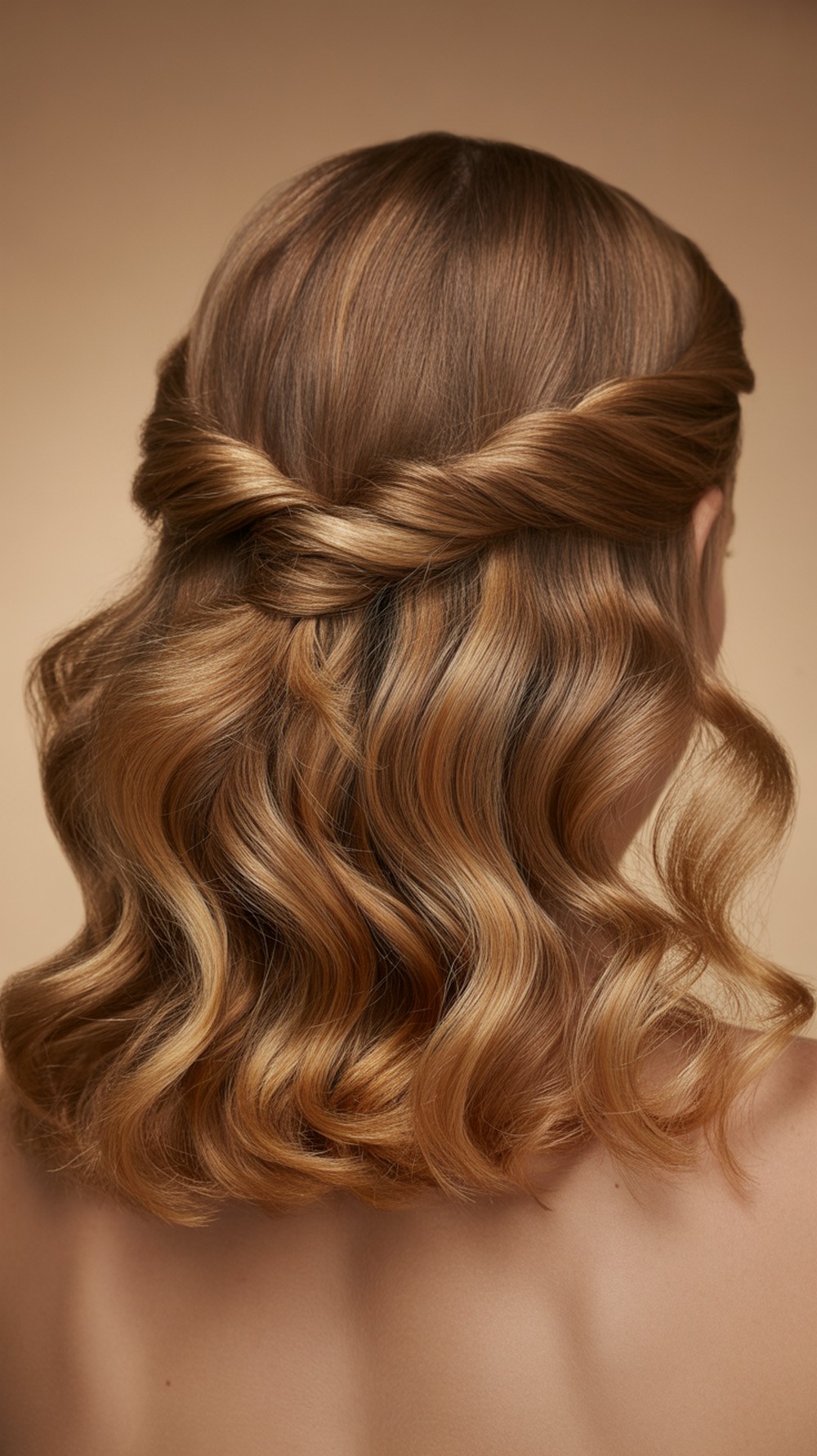 Textured Volume Half Up Twisted Waves Hairstyle