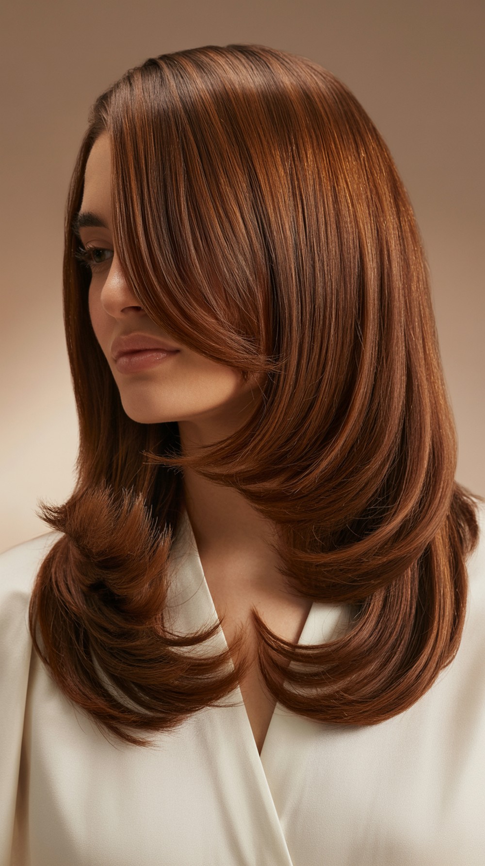 U Shaped Cut with Glossy Mocha Brunette Layers