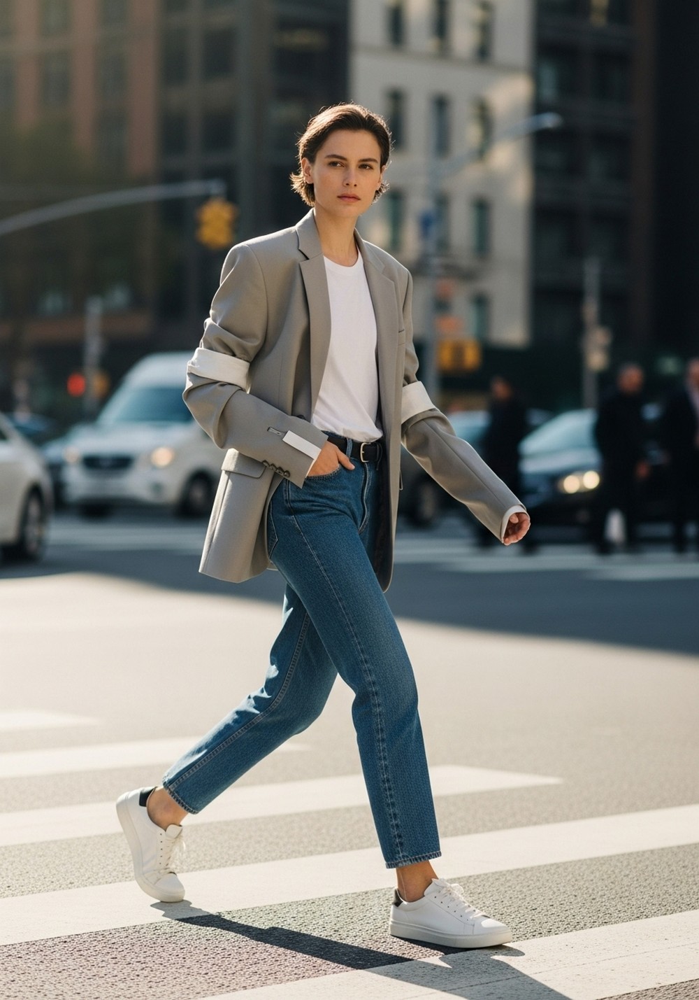 White Tee, Blue Jeans, Classic Blazer