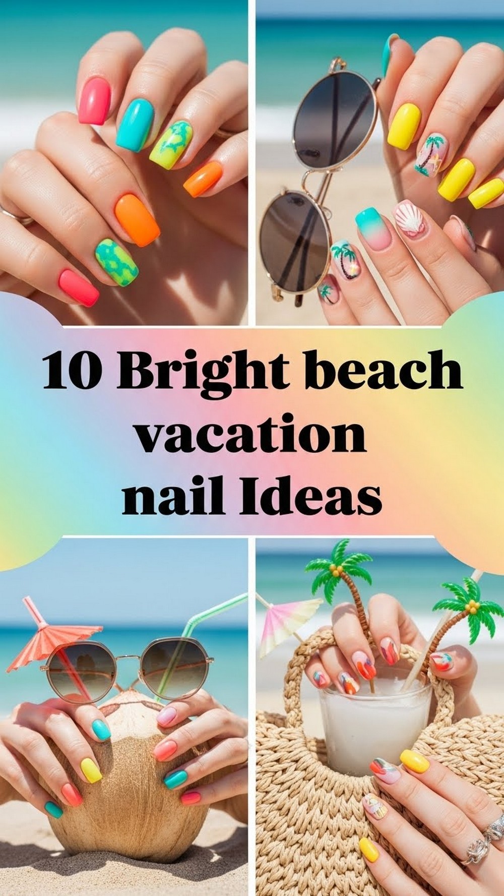 Bright Beach Vacation Nail Ideas