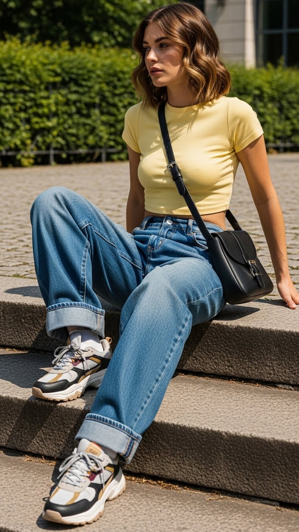 Baggy Jeans with Fitted Baby Tee
