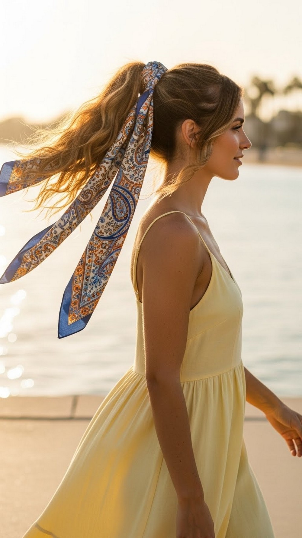 Beach Wave High Pony with Scarf