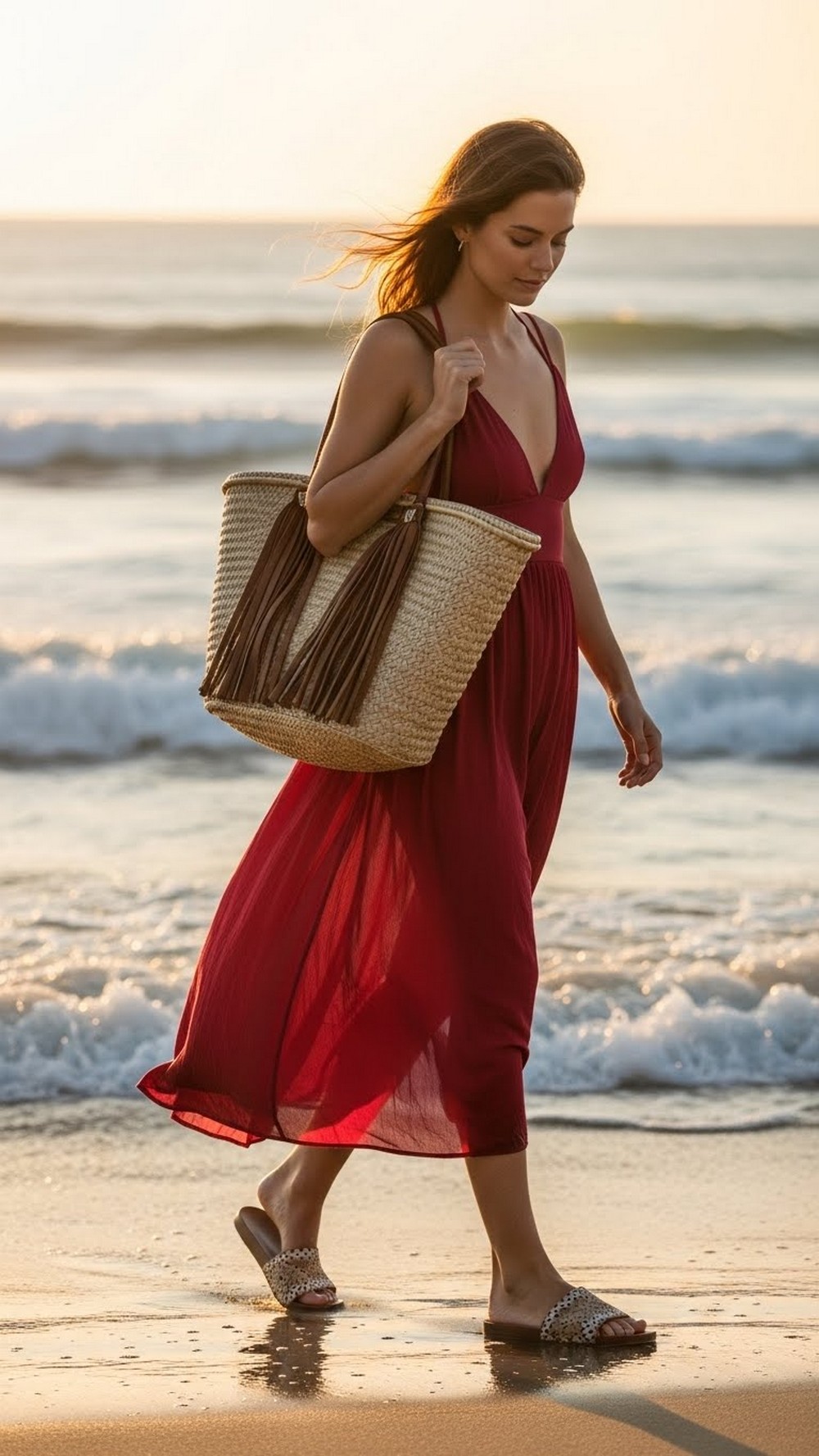 Beachy Cherry Sundress & Flat Slides