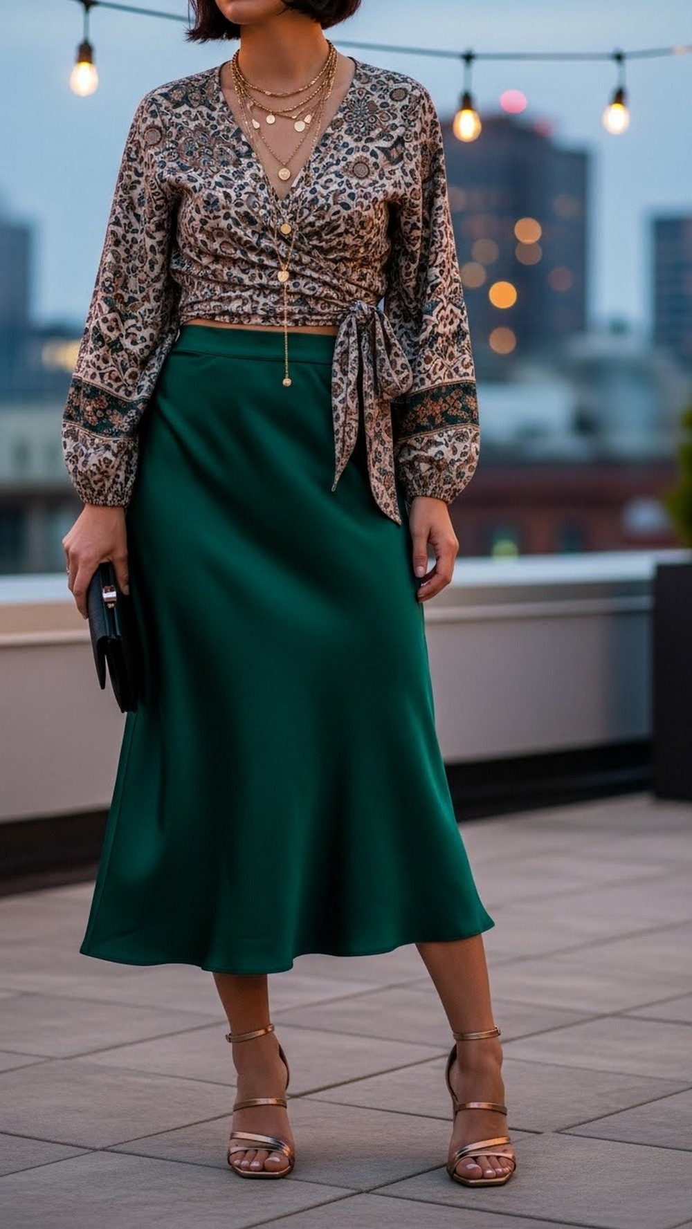 Boho Evening Look with Satin Skirt