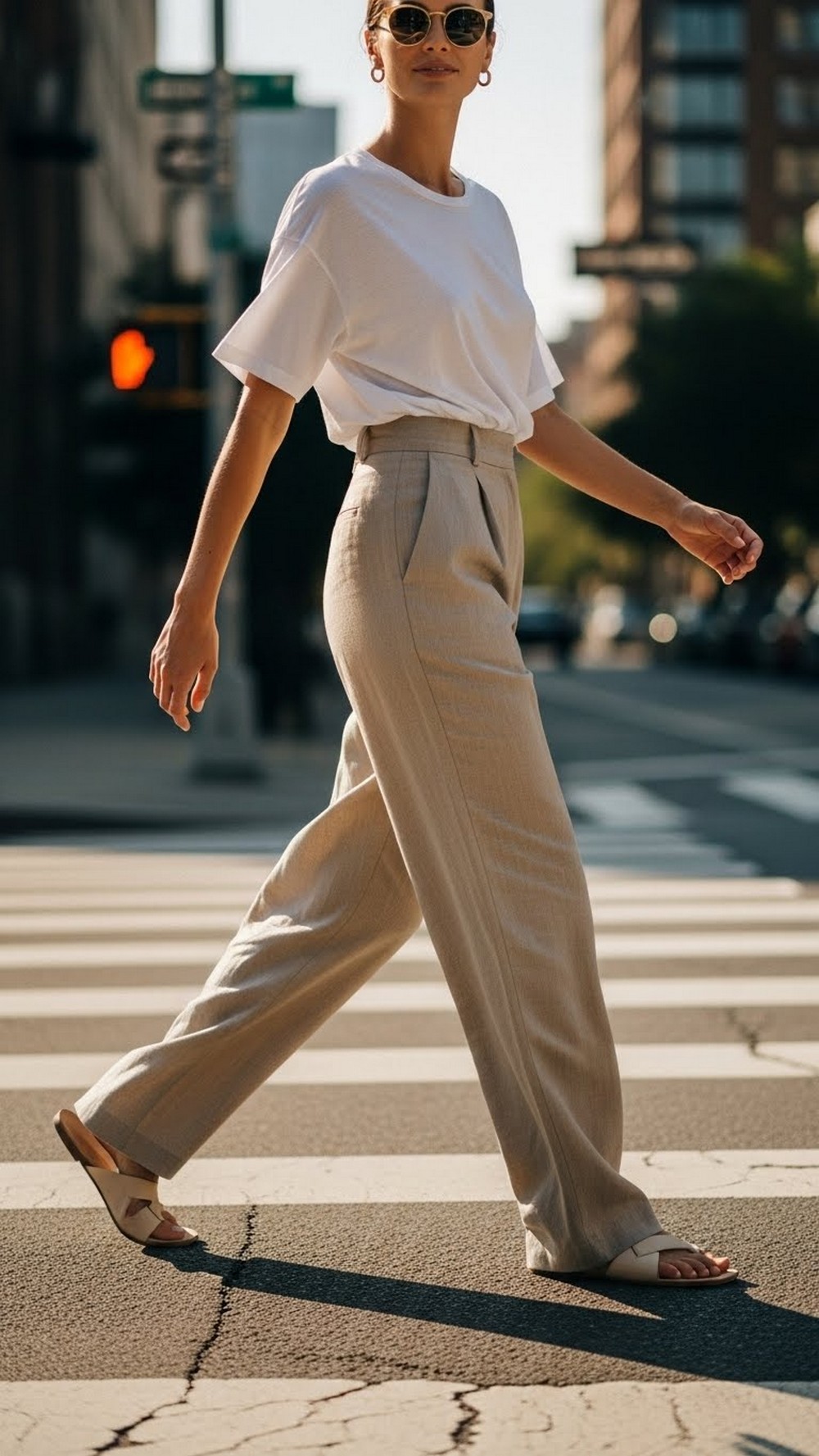Breezy White Tee & Linen Trousers