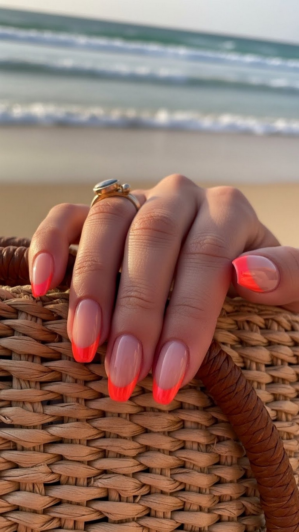 Coral Chrome French Tips