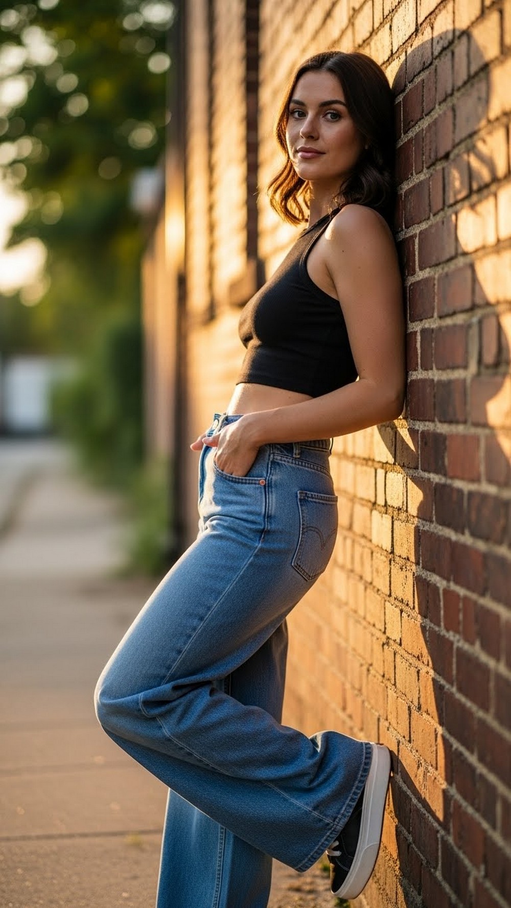 Cropped Tank and Wide Leg Jeans