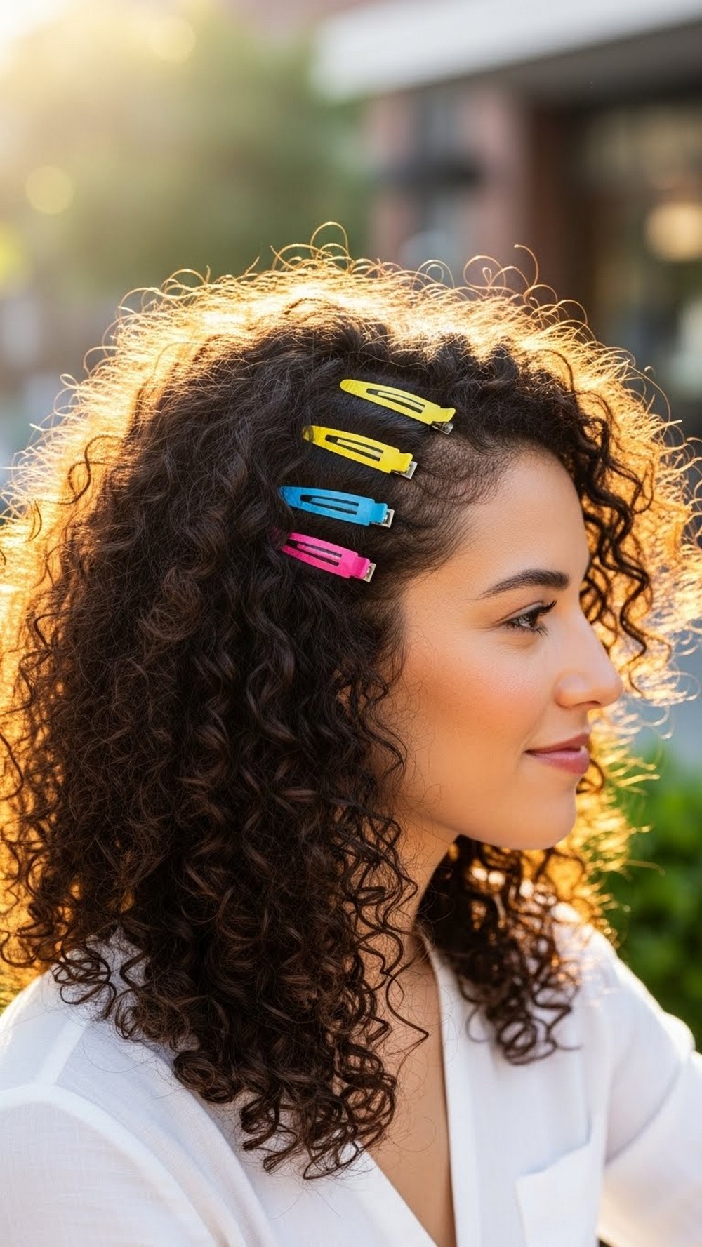 Curly Wash and Go with Clip Accents