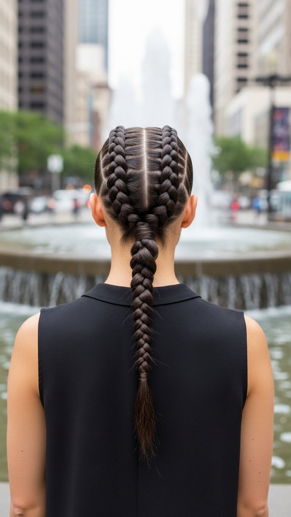 Double Dutch Braids into Ponytail