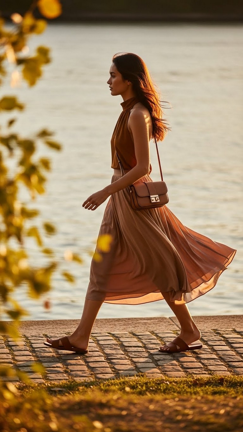 Halter Top and Flowy Midi Skirt