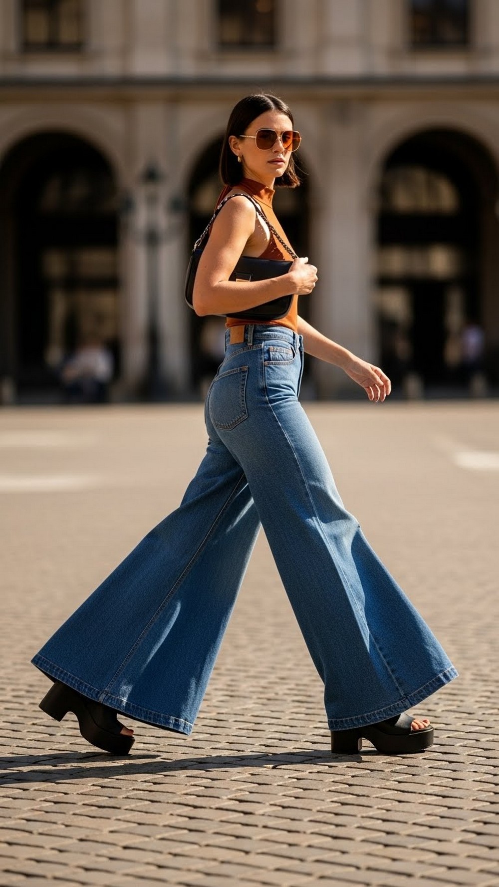 High Rise Flare Jeans with Halter Top