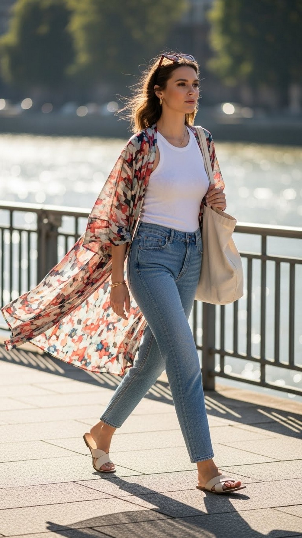 Jeans with Breezy Kimono Layer