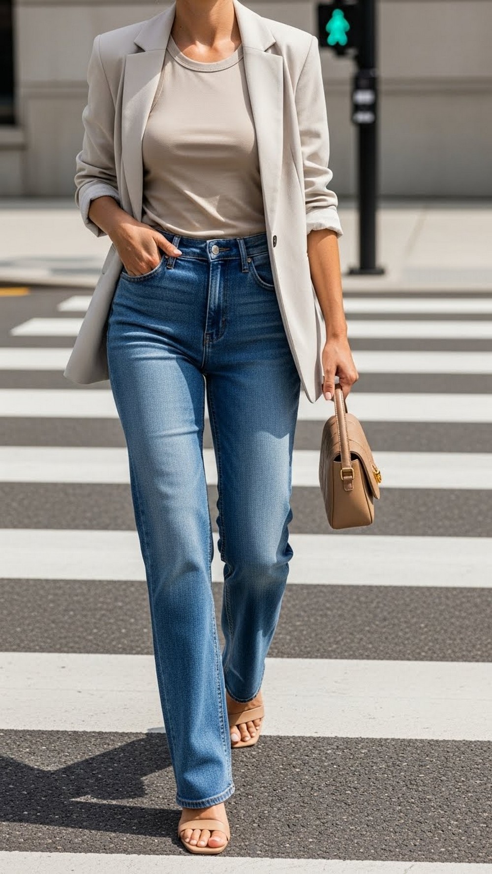 Jeans with Lightweight Blazer and Tank