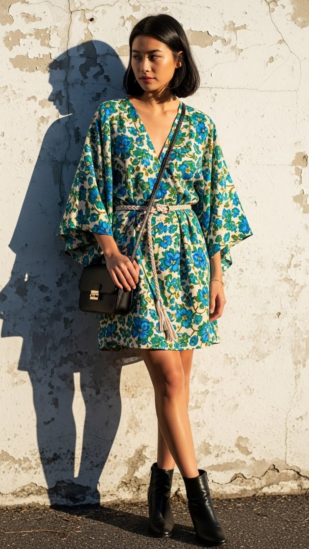 Kimono Sleeve Mini Dress and Boots