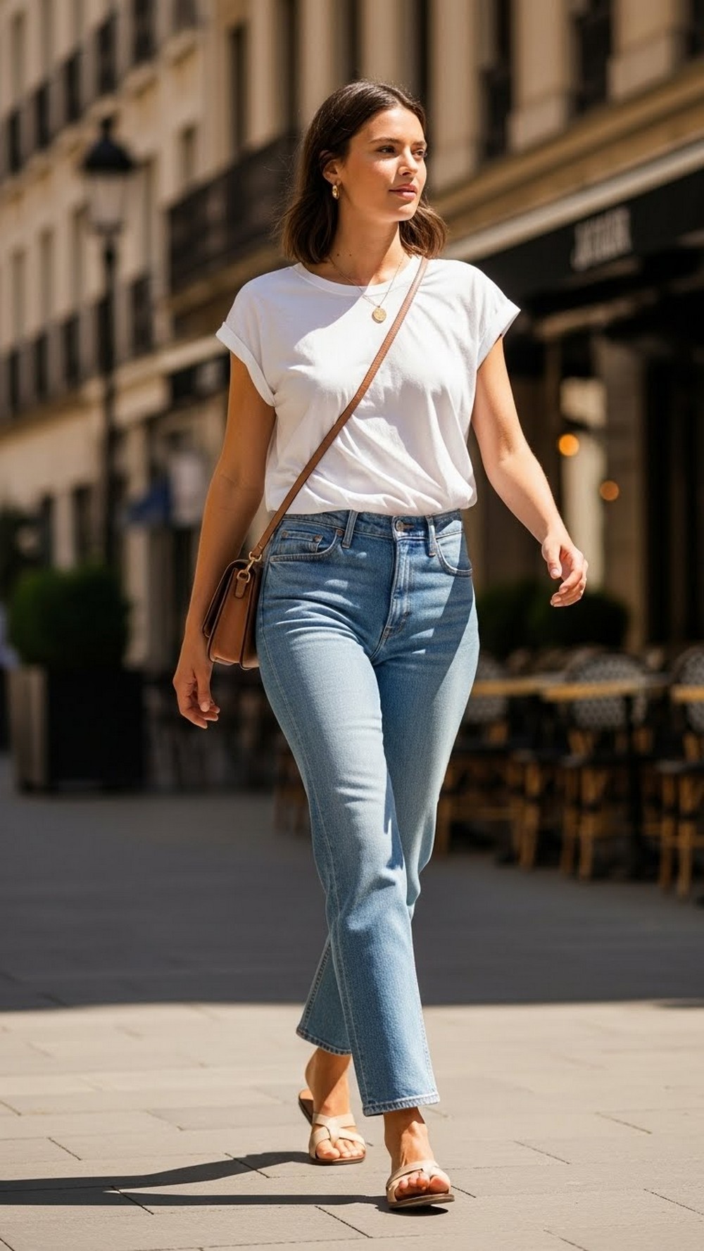 Light Wash Straight Jeans and Relaxed White Tee