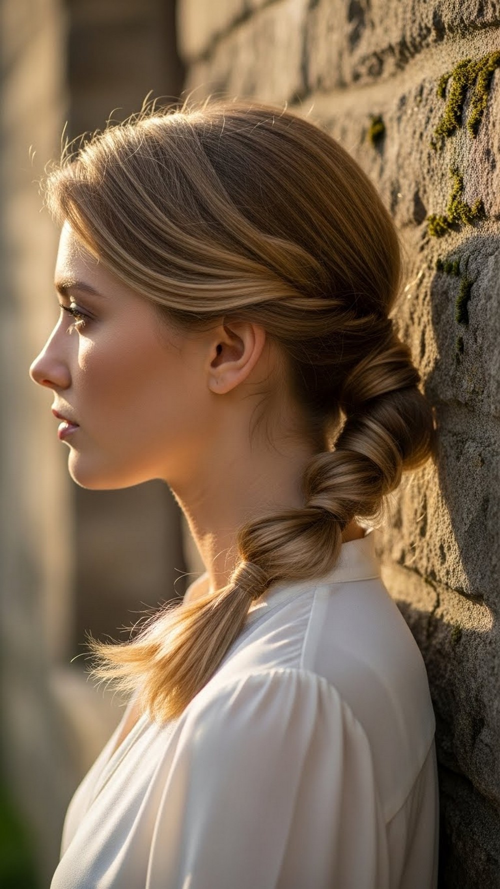 Low Twisted Pony with Hair Wrap