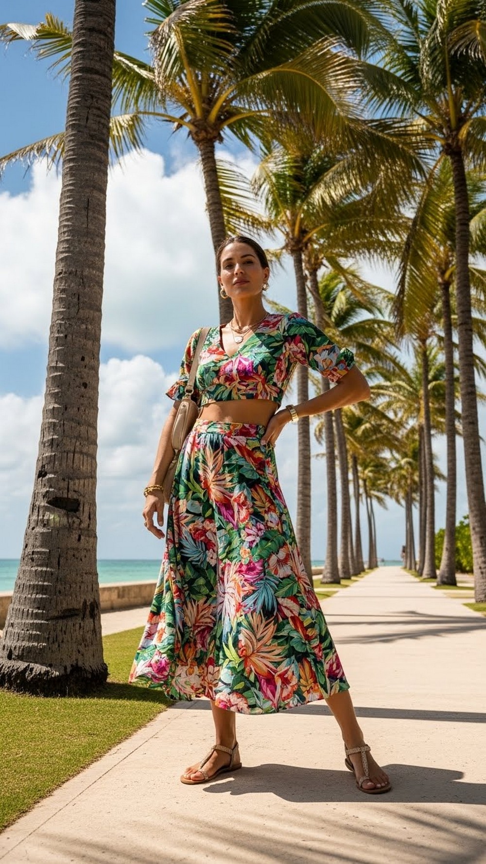 Matching Skirt Co ord Set with Simple Sandals