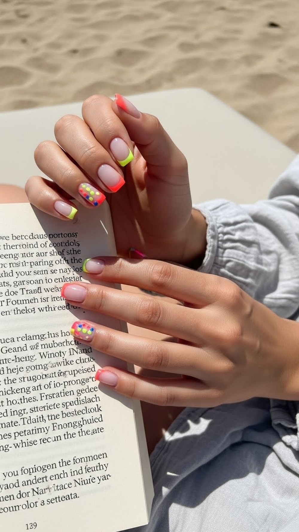 Minimal Pop Bright Beach Vacation Nails