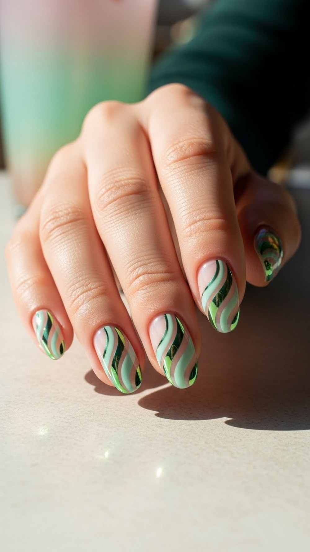 Mint Chrome Swirl Art