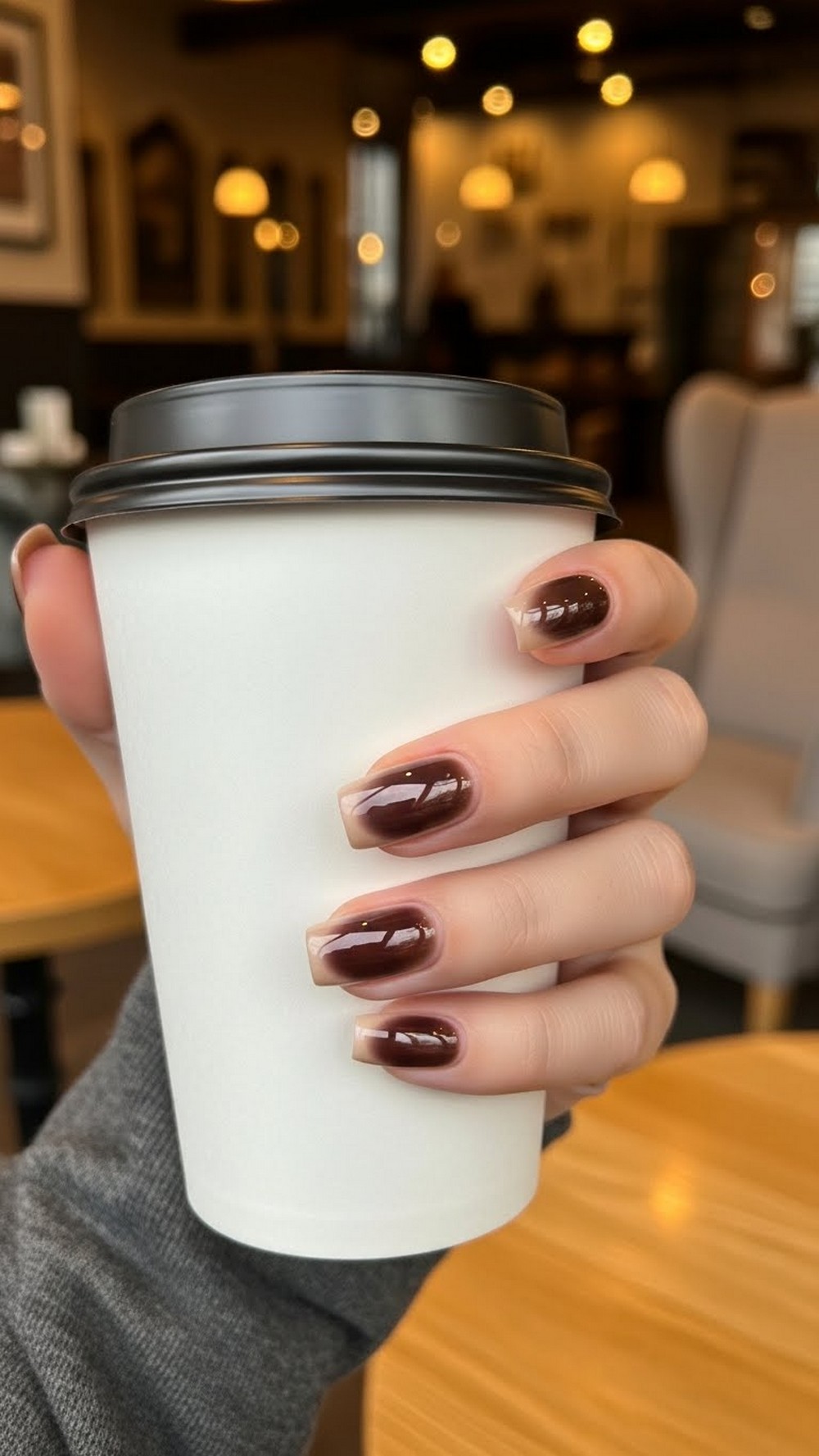 Mocha Brown Aura Glow Nails