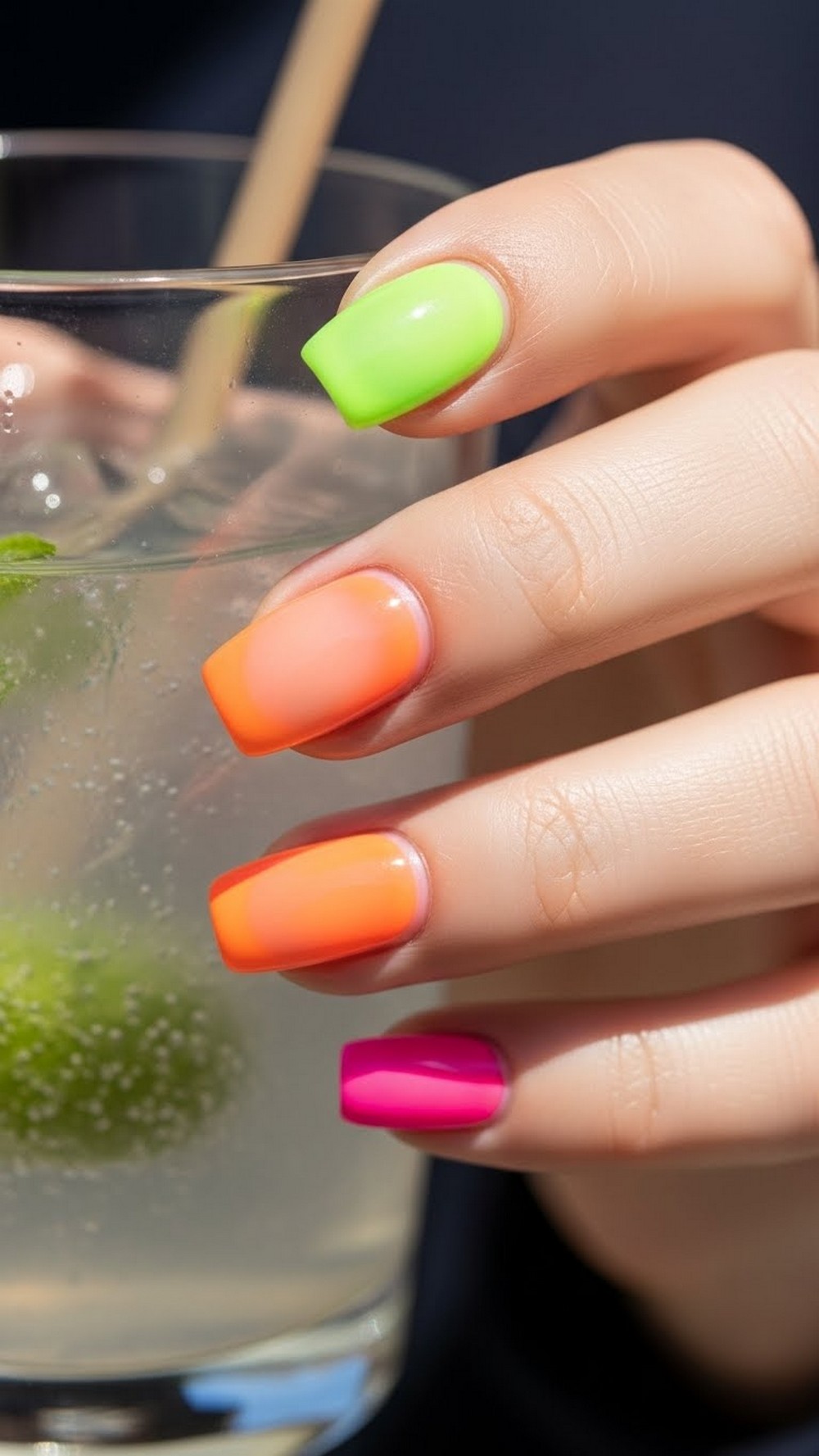 Neon Pop Chrome Aura Nails