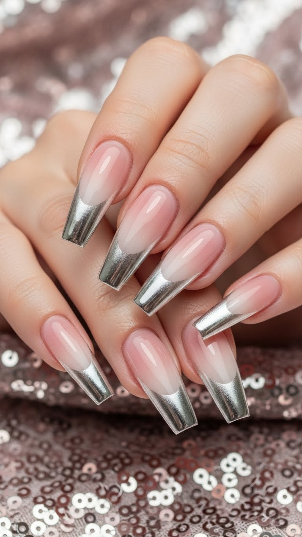 Ombré Aura Chrome Coffin Nails