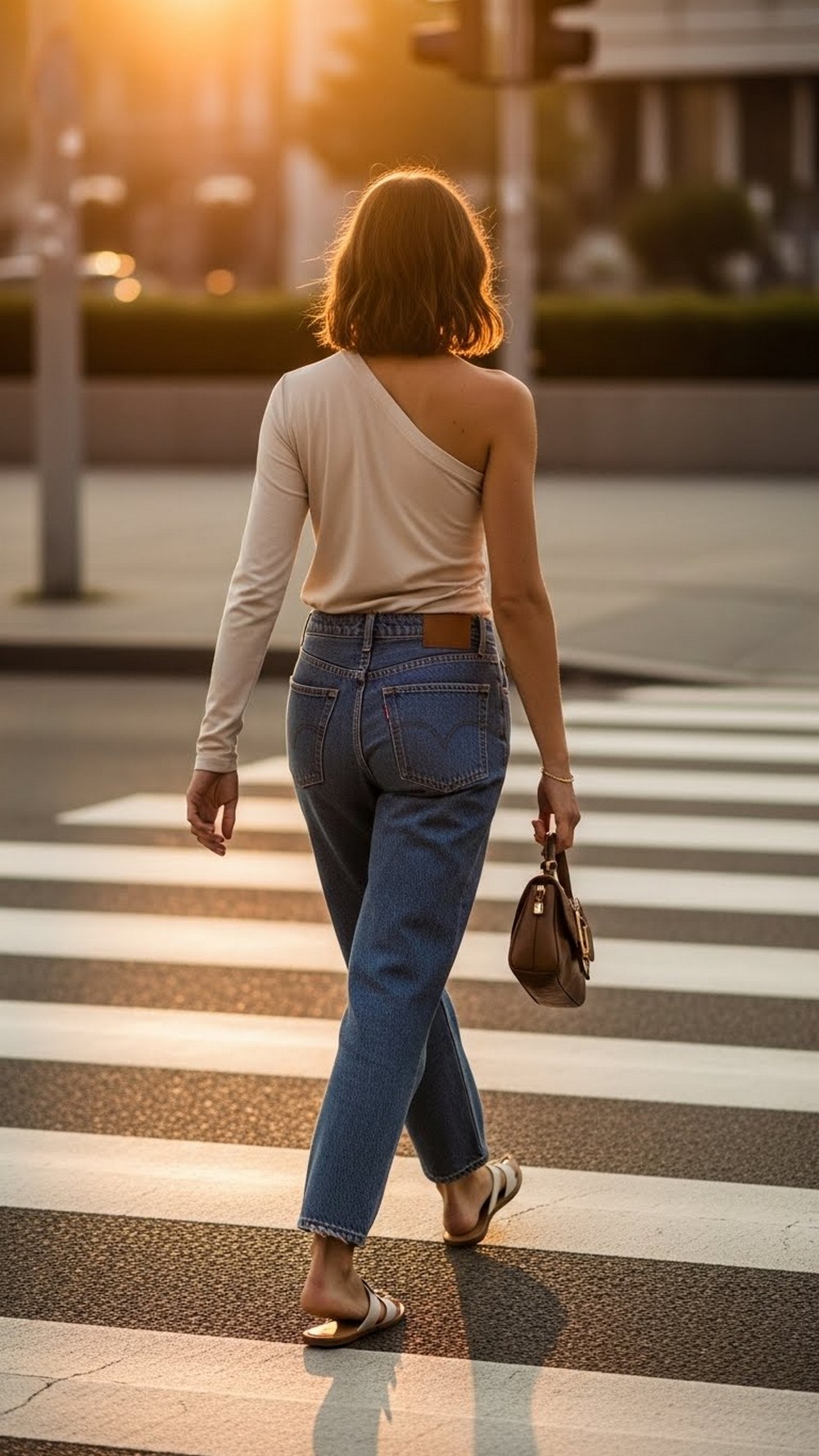 One Shoulder Top and Relaxed Jeans