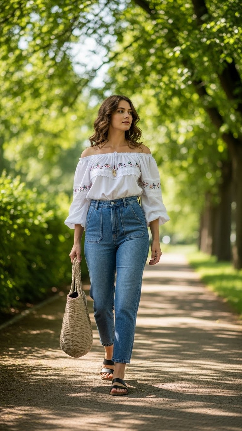Patch Pocket Jeans and Peasant Top