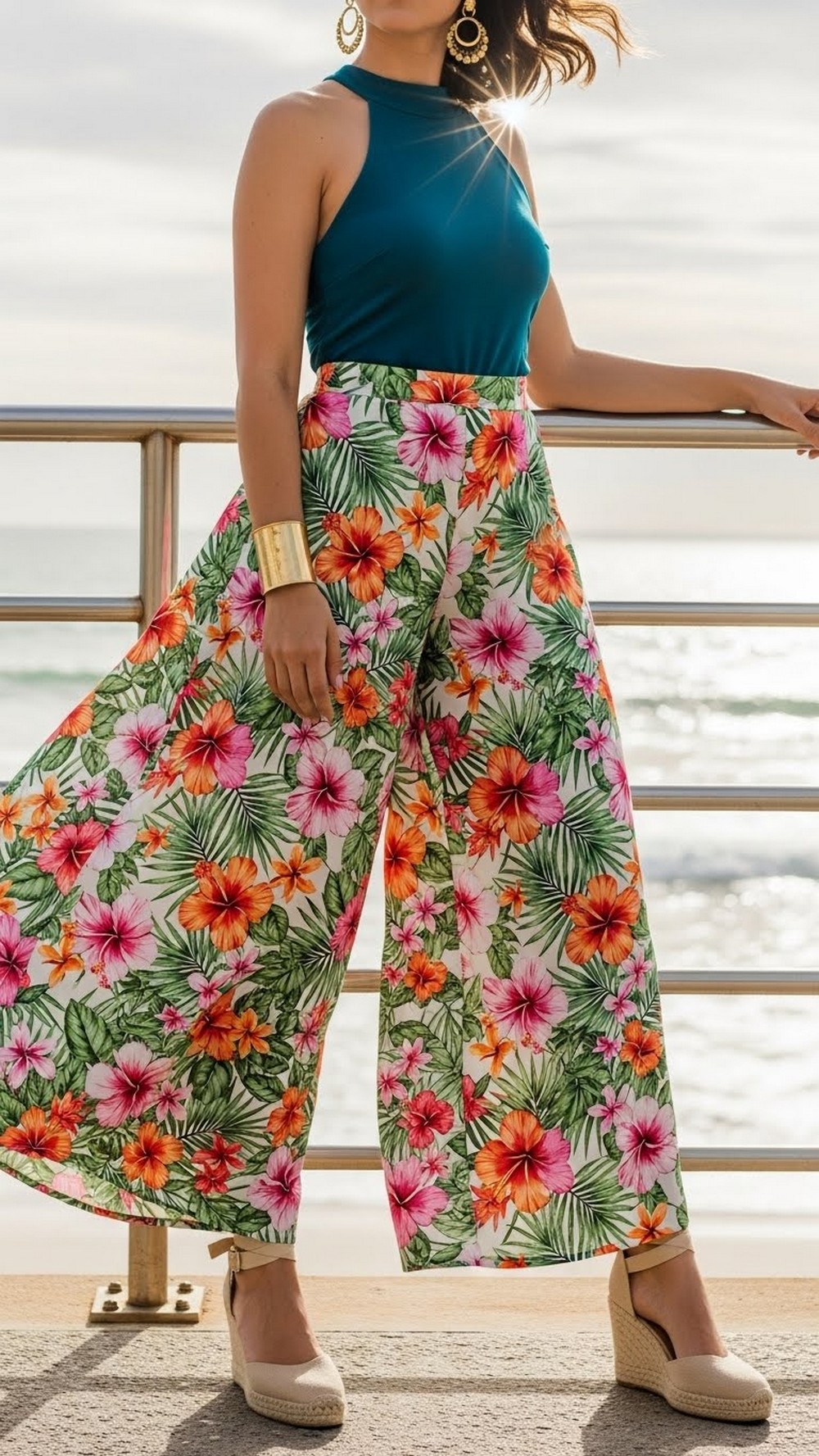 Printed Palazzo Pants and Halter Top