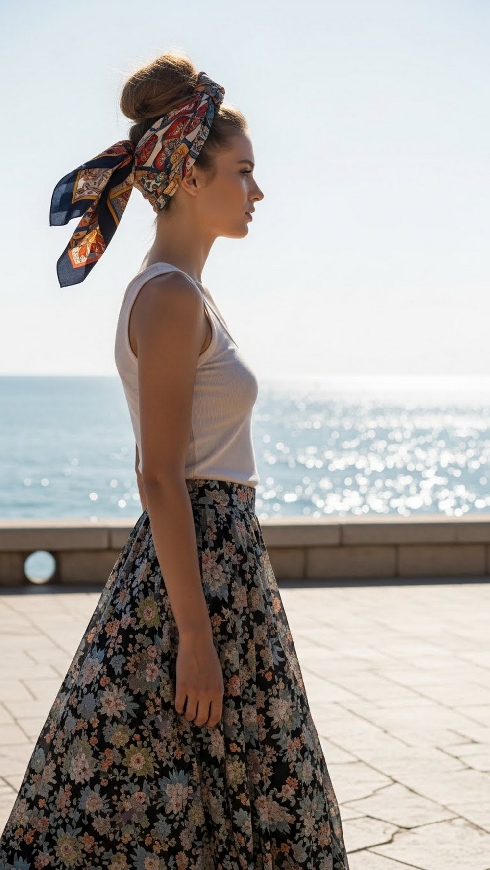 Scarf Wrapped High Bun