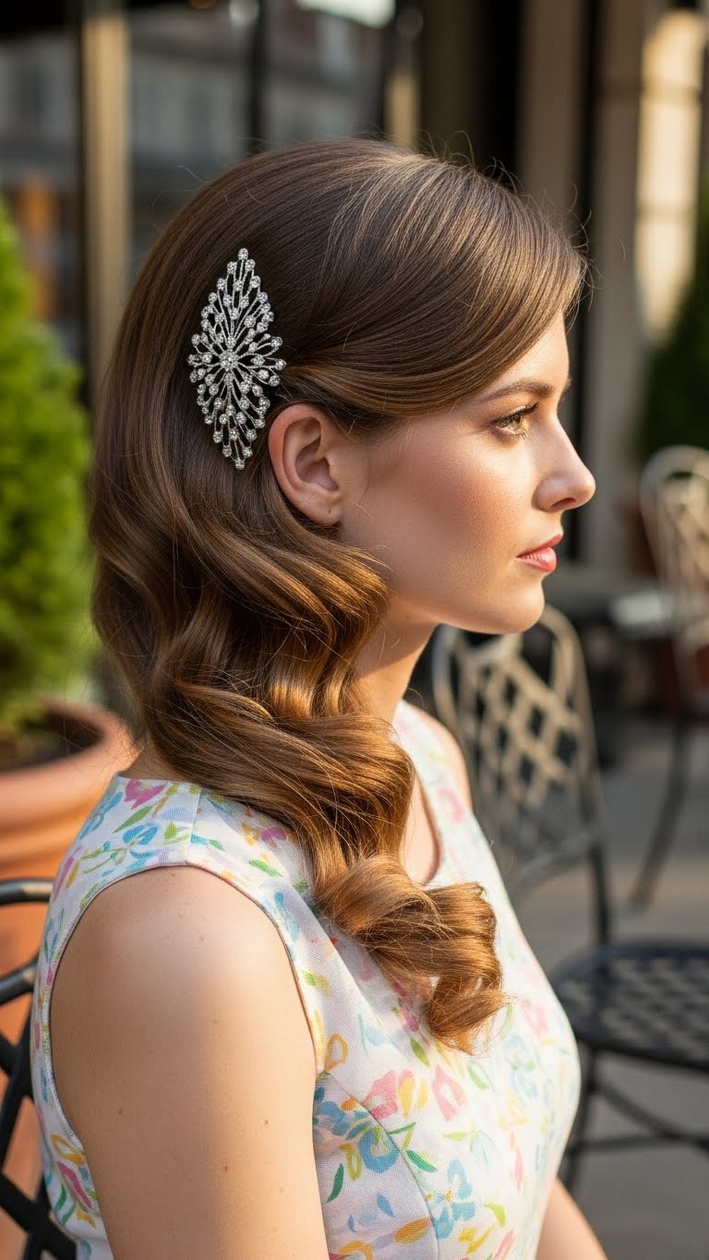 Side Swept Clip and Soft Curls