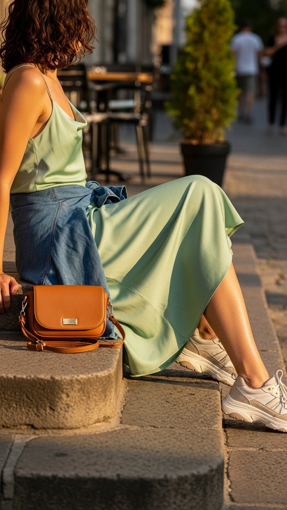 Slip Dress with Chunky Sneakers