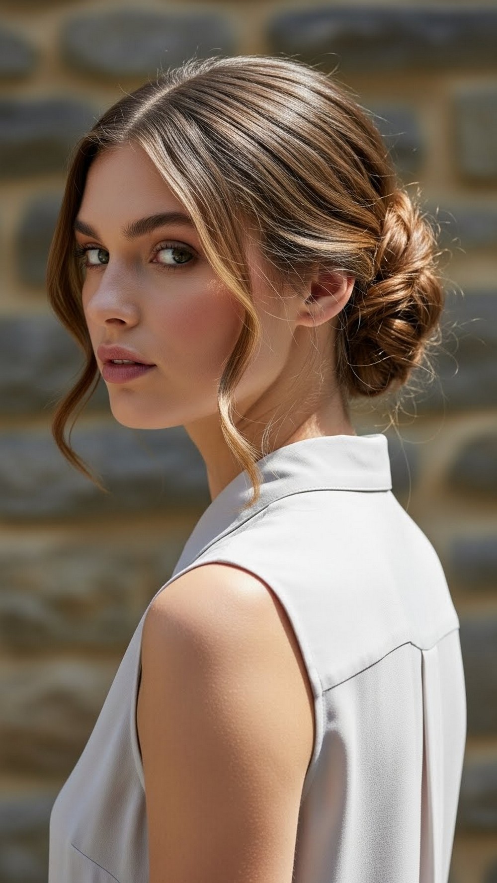 Textured Low Bun with Face Pieces