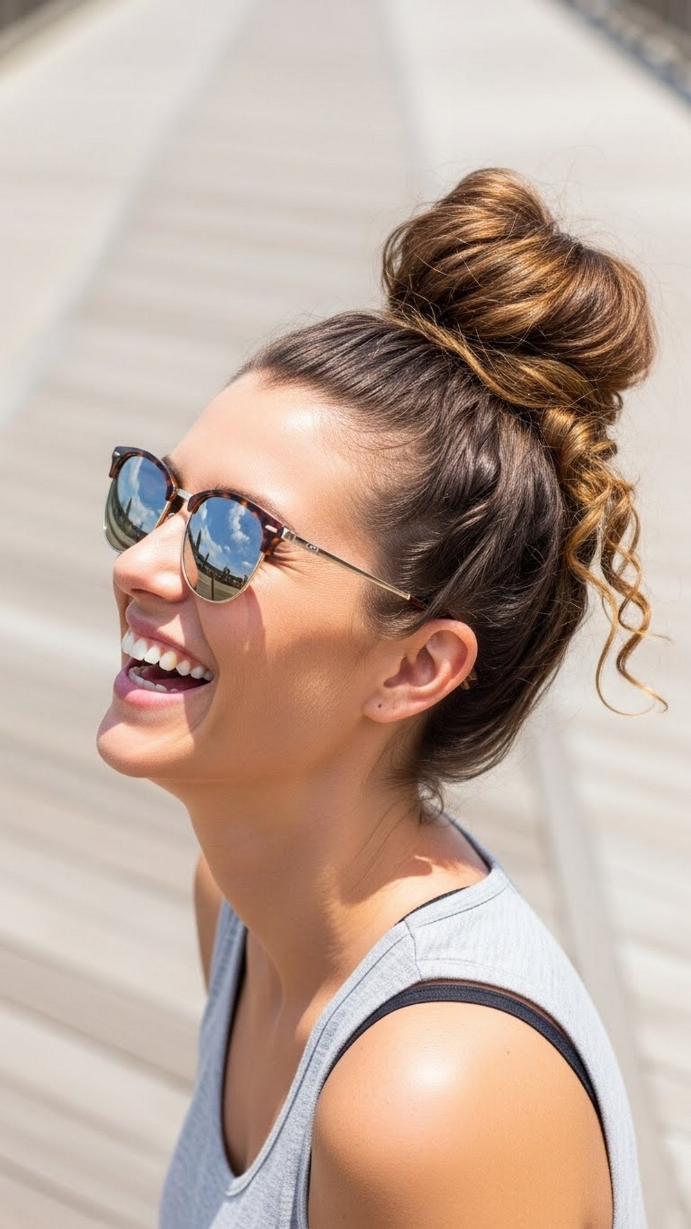 Top Knot with Curly Ends Out