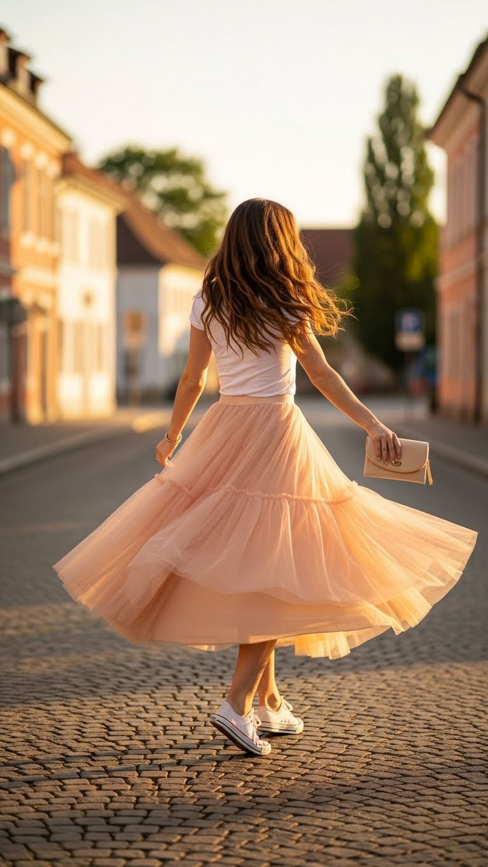 Tulle Midi Skirt and Plain Fitted Tee