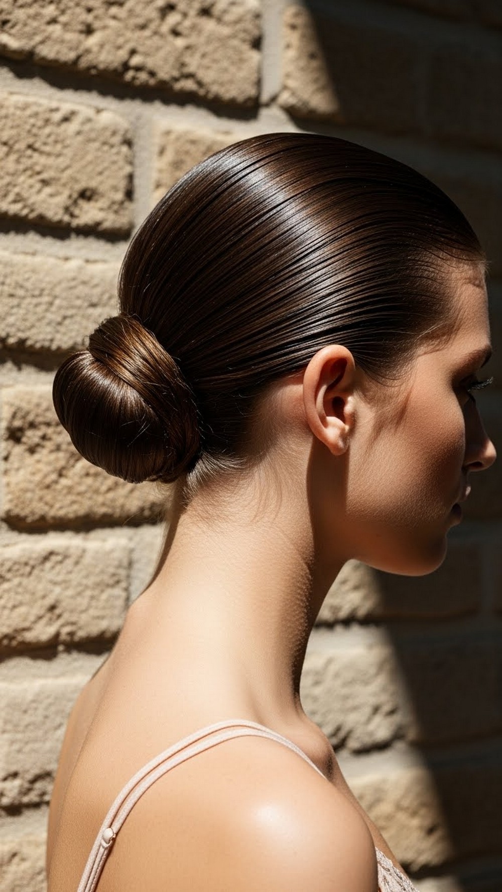 Wet Look Slicked Back Bun