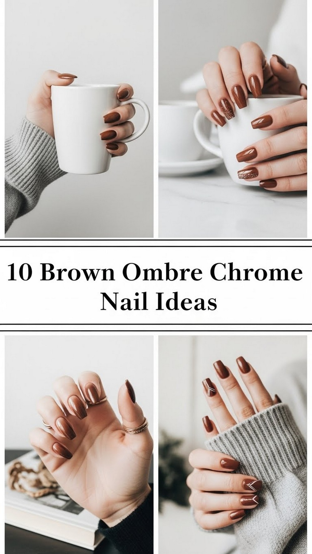 Brown Ombre Chrome Nail Ideas