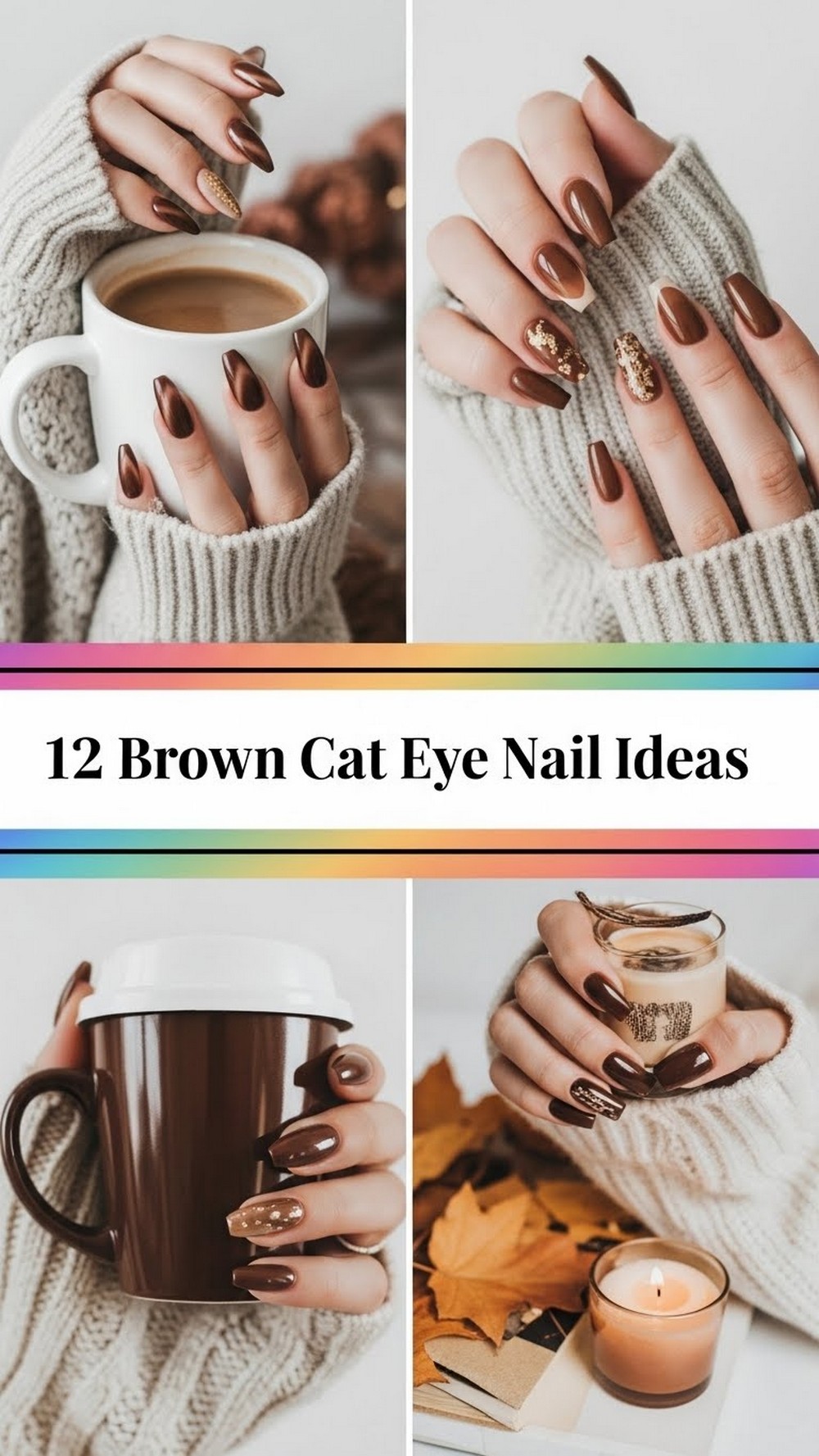 Brown Cat Eye Nail Ideas